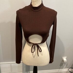 Brown Long Sleeve Turtleneck with Tie - Renew Pretty Little Thing - Size 2